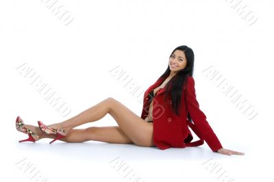 portrait of the brunette with blue eye