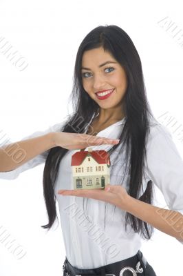 Business woman advertises real estate