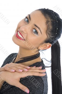 portrait of the brunette with blue eye