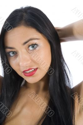 portrait of the brunette with blue eye