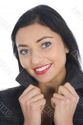 portrait of the brunette with blue eye