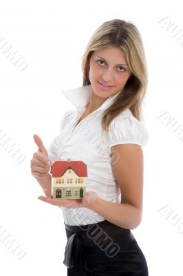 Business woman advertises real estate