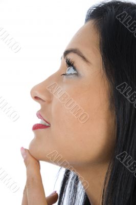 portrait of the brunette with blue eye
