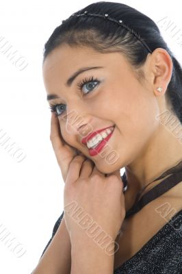 portrait of the brunette with blue eye