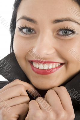 portrait of the brunette with blue eye