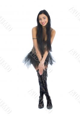 portrait of the brunette on  isolated background