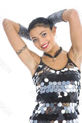 portrait of the brunette with blue eye