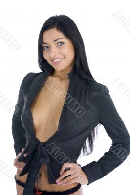 portrait of the brunette with blue eye