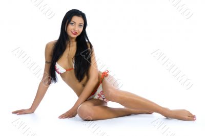 portrait of the brunette with blue eye o