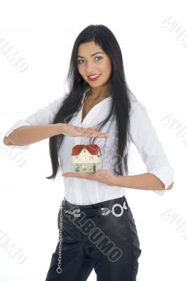 Business woman advertises real estate