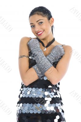 portrait of the brunette with blue eye