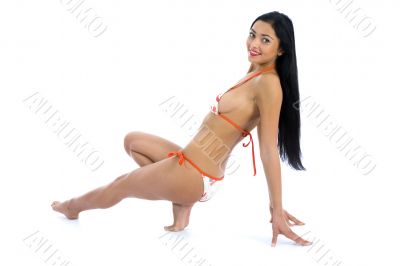 portrait of the brunette with blue eye o