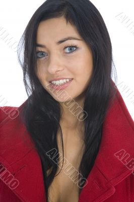 portrait of the brunette with blue eye