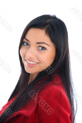 portrait of the brunette with blue eye