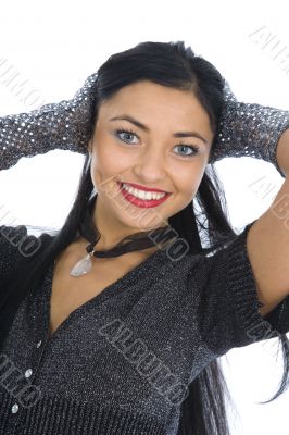 portrait of the brunette with blue eye