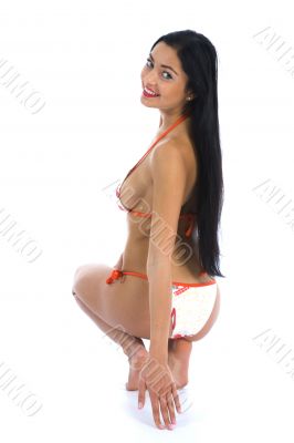 portrait of the brunette with blue eye o