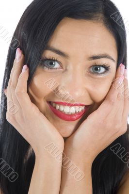 portrait of the brunette with blue eye