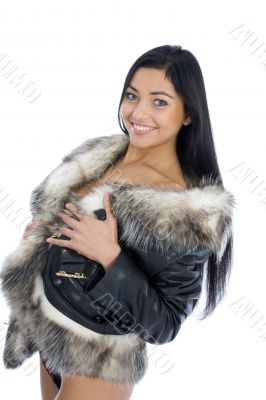 portrait of the brunette with blue eye