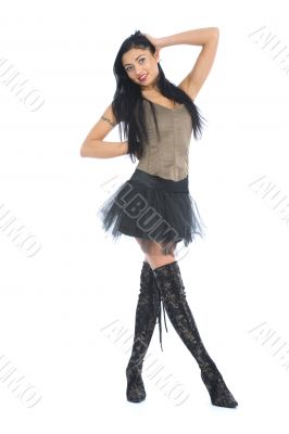 portrait of the brunette on  isolated background