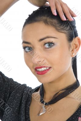 portrait of the brunette with blue eye