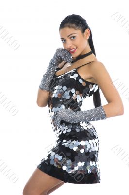 portrait of the brunette with blue eye