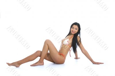 portrait of the brunette with blue eye o