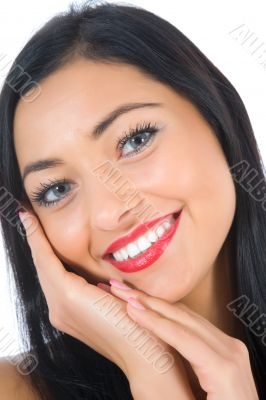 portrait of the brunette with blue eye
