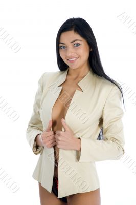 portrait of the brunette with blue eye