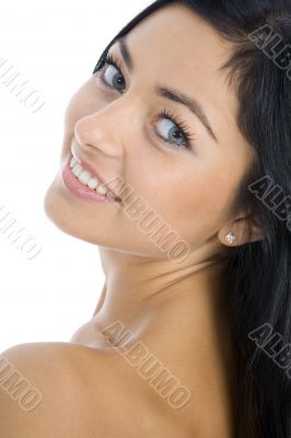 portrait of the brunette with blue eye