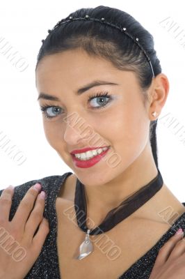 portrait of the brunette with blue eye