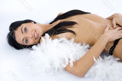 portrait of the brunette with blue eye