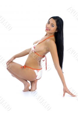 portrait of the brunette with blue eye o