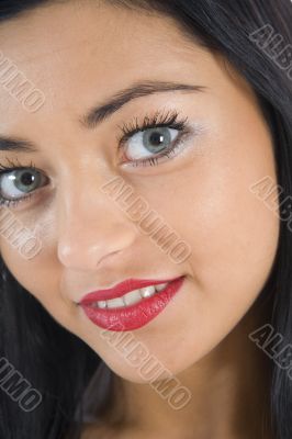portrait of the brunette with blue eye