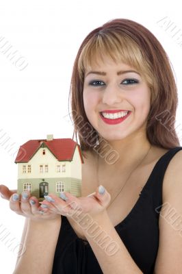 Business woman advertises real estate