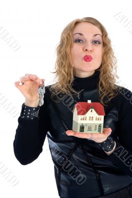Business woman advertises real estate