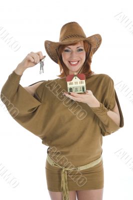 Business woman advertises real estate