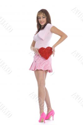 portrait redheaded with spotted dress