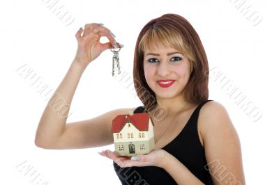Business woman advertises real estate