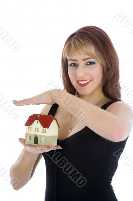 Business woman advertises real estate