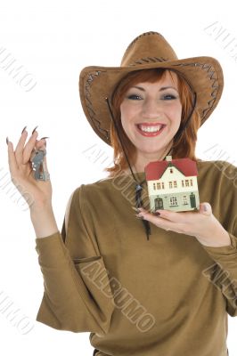 Business woman advertises real estate