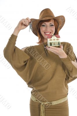 Business woman advertises real estate