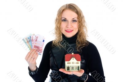 Business woman advertises real estate