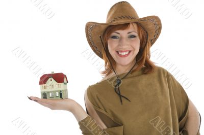 Business woman advertises real estate