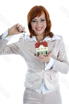 Business woman advertises real estate
