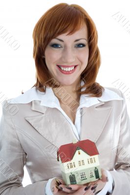 Business woman advertises real estate