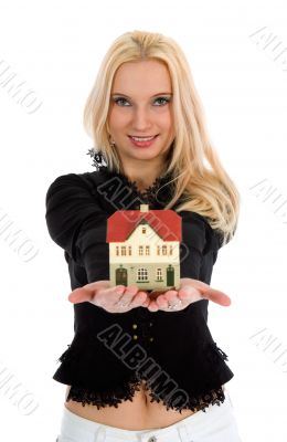 Business woman advertises real estate