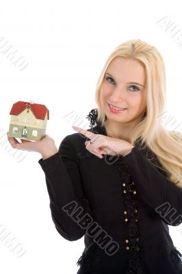 Business woman advertises real estate
