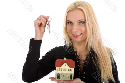 Business woman advertises real estate
