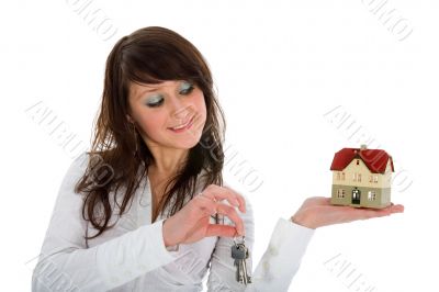 Business woman advertises real estate