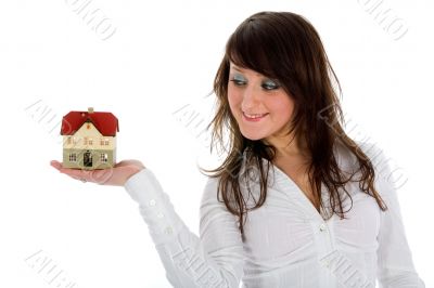 Business woman advertises real estate